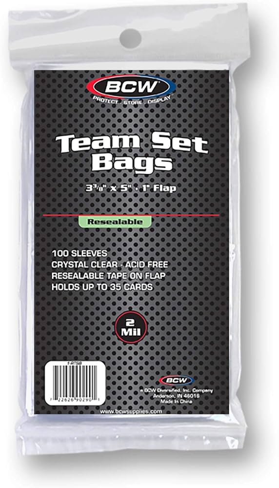 BCW Team Set Bags - 100/200/300/400/500/1000/1500/2000 Resealable Sleeves