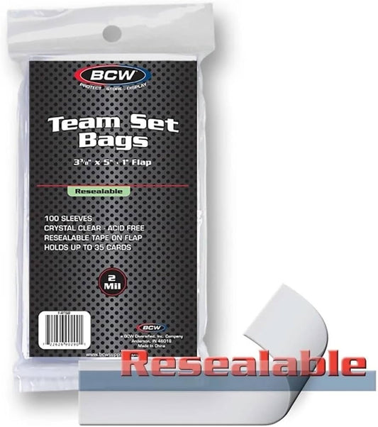 BCW Team Set Bags - 100/200/300/400/500/1000/1500/2000 Resealable Sleeves