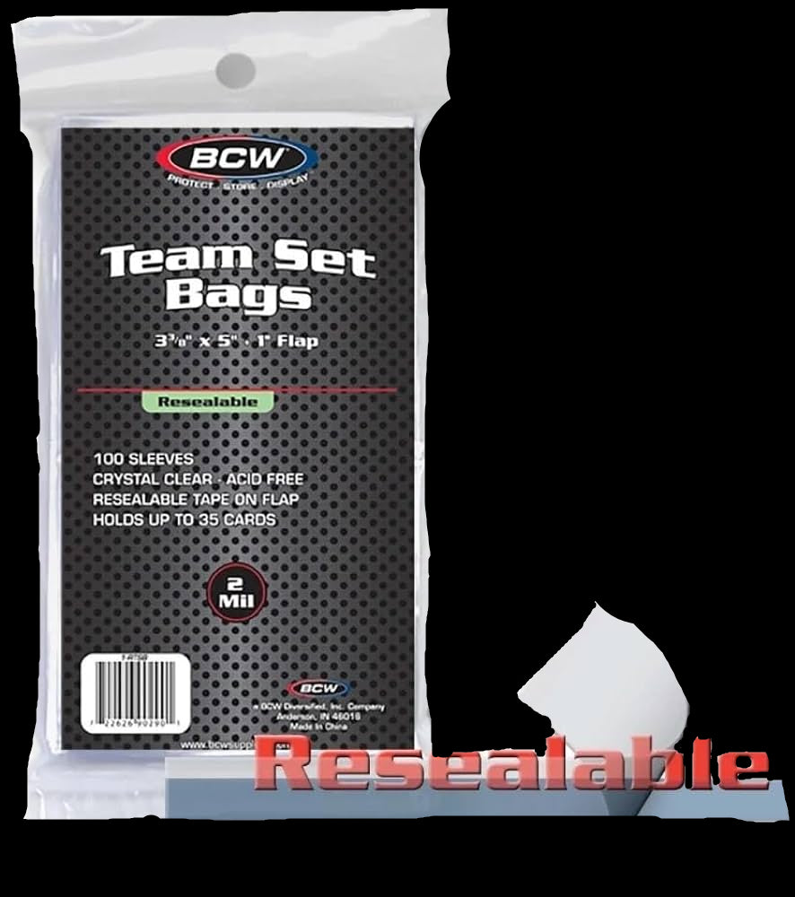 BCW Team Set Bags - 100/200/300/400/500/1000/1500/2000 Resealable Sleeves