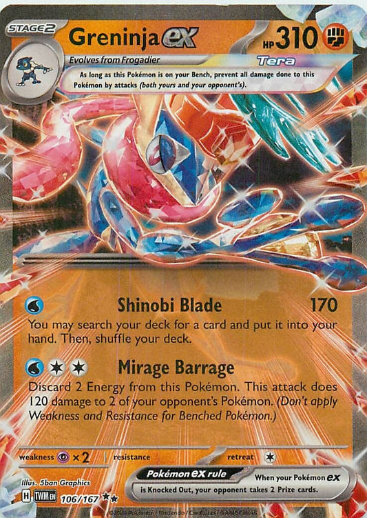 Greninja ex 106/167 Double Rare Twilight Masquerade PokémonCard MINT